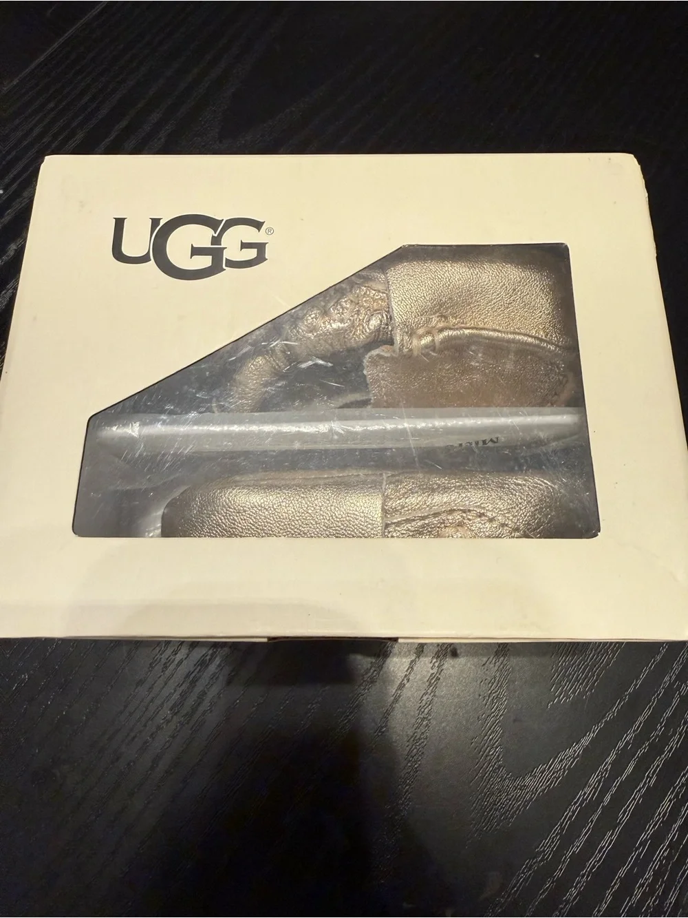 UGG Kids Metallic Gold Moccasin Slip-Ons